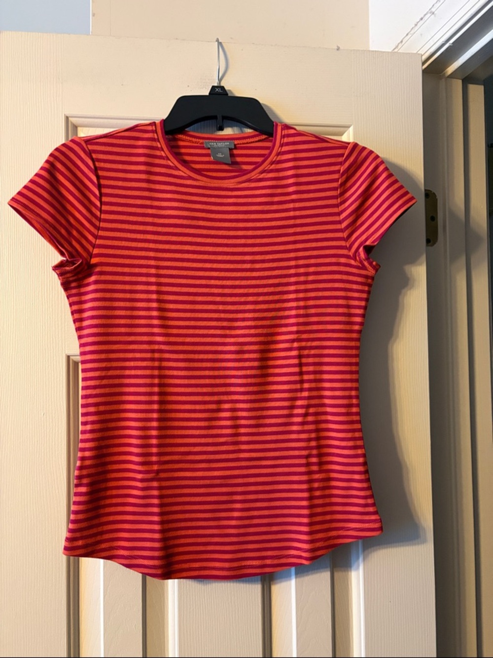 Ann Taylor Petite Red and Orange Striped Top Size SP